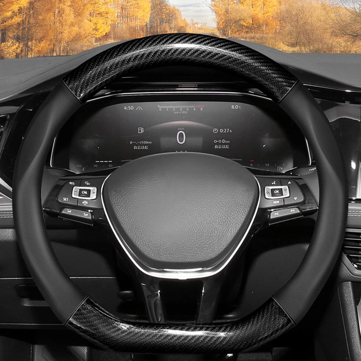 Flat Bottom Steering Wheel Cover for Ford Focus ST RS 2015 2016 2017 2018 2019