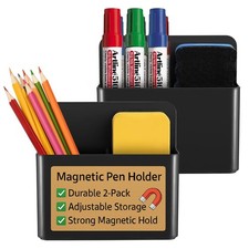 EZ COZY Magnetic Pen Holder,2 Pack Dry Erase Marker Holder, Black
