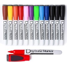 12 Pack Magnetic Dry Erase Markers with Eraser Cap for White Board Calendar