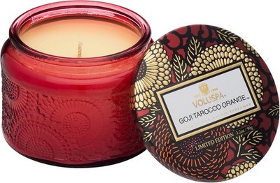 Goji Tarocco Oran, Petite Candle Jar,25 Hour Burn Time, Coconut