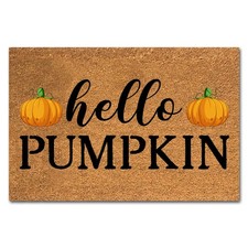 Funny Coir Doormat - Hello Pumpkin Halloween Decor Mat - Welcome Front Porch ...