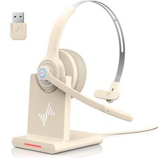 JIAMQISHI Wireless Headset with Microphone Bluetooth Headphones - V5.2 USB
