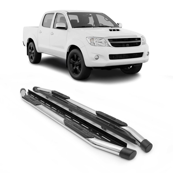 Edelstahl Trittbretter Schwellerrohre FüR Toyota Hilux Doublecab 2005-15 Silber-image