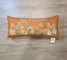 Beaded Embroidered Bead & Textures Fall Pumpkin Zip Throw Pillow 12"x 28"