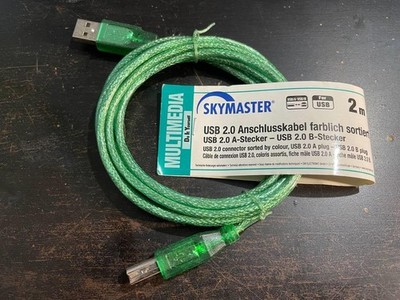 Skymaster USB 2.0 A-Stecker zu B-Stecker Druckerkabel grün 2m Retro Vintage 
