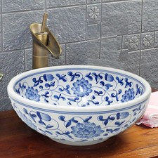 Vintage Blumenmuster Badezimmer Keramik Arbeitsplatte Waschbecken Waschbecken Schale Kasbah