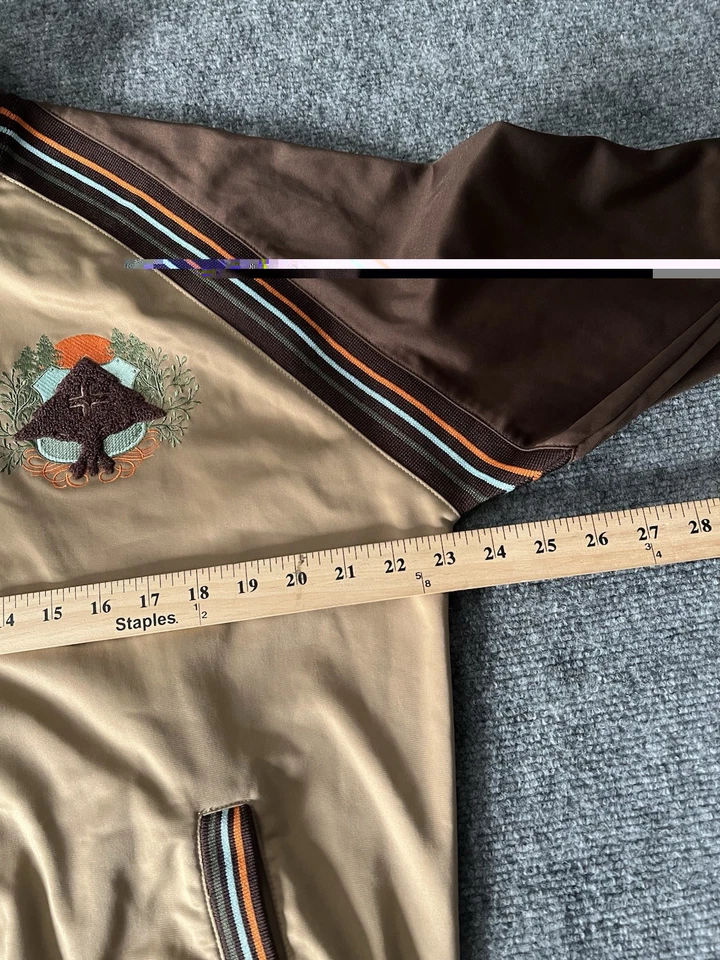 Куртка мужская LRG Lifted Research Group на молнии бежевая коричневая спортивная размер средний винтаж - Изображение 4 из 4