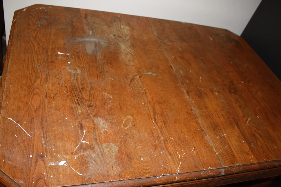 Mesa de comedor antigua de roble, rectangular.  ¡Una oportunidad de acabado hágalo usted mismo! Foto 3 de 4