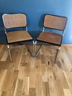 Pair of Mid-Century Modern Chrome & Cane Cantilever Dining Chairs –Vintage Finds
