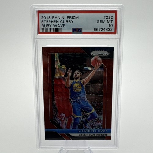 2018-19 Panini Prizm Basketball #222 Stephen Curry Ruby Wave PSA Gem Mint 10