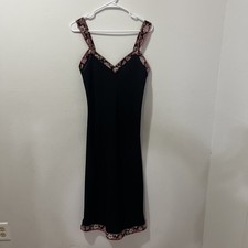 Vintage Oscar De La Renta Pink Label Flowy Slip Dress Floral And Black S