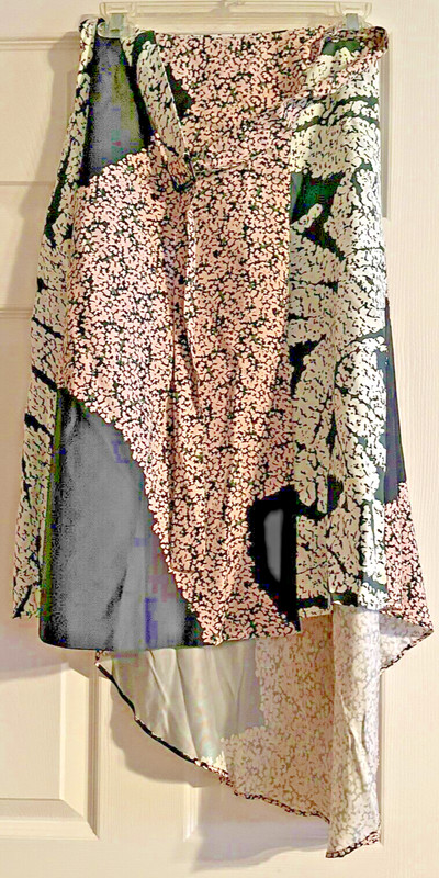 NEW CEDRIC CHARLIET SKIRT ASYMMETRIC WRAP ABSRACT ZIPPER BELT SZ 4