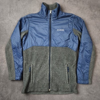 Columbia Fleece Jacket Kids Medium 10/12 Blue Gray Full Zip Lightweight