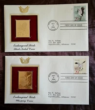 22kt Golden Replica 1st Day of Issue U.S. Stamp~Endangered Birds '94 w/Info Card