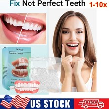 1/10x Silicone Full Denture Set Soft Veneers Tooth Replacement Convenient Quick