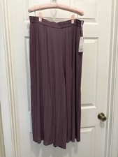 Uniqlo Purple Chiffon Pleated Skirt Skort Pant XL Midi Elastic Waist