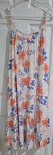 GAP Womens Floral Sundress White Orange Blue Midi Adjustable Straps Scoop M