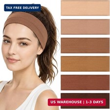 6 Pcs Headbands for Women, Brown Tones Stretchy Non Slip Cotton Blend Hair Bands