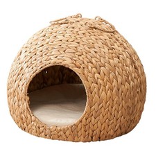 Eco-Conscious Cat  Small Dog Bed Cave - Gertrude 18  Round Woven Water