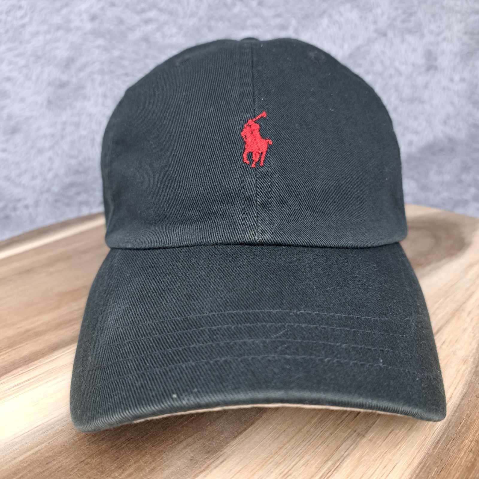 Cappello vintage Polo Ralph Lauren berretto pelle strapback nero rosso piccolo pony casual