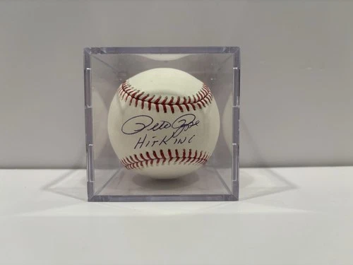 Pete Rose Signed inscribed ‘Hit King’ MLB Baseball in Display Case