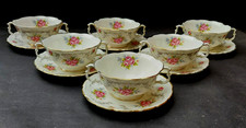 SIX BONE CHINA ROYAL ALBERT TRANQUILLITY SOUP COUPES AND SAUCERS