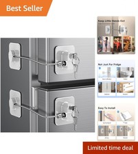 2 Pack Refrigerator Door Lock, Child Proof Fridge Door Lock for Kitchen Freez...