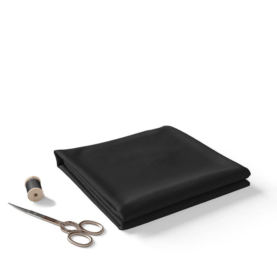 Premium Black Cotton Linen Blend Fabric | Stretch Suiting Material 145cm Wide - Image 2 of 4