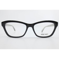 Nine West NW5086 001 Black Cat Eye Eyeglasses 52-16-135 Silver Chain Detail