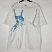 Vintage Guy Harvey Shark Fish Mens XL Short Sleeve White Graphic T Shirt