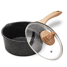 1.5 Quart Sauce Pan with Lid, Non Stick Small Pot with Coating, Masterclass C...