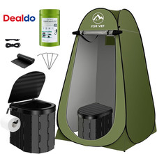 Portable Toilet Kit, Camping Toilet with Pop-Up Privacy Tent and Poo Gel Toilet