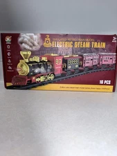 Electric Steam Train Set – Retro Model Train – 16 PCS – Lights & Smoke – New