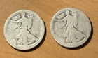 2 Walking Liberty Silver Half Dollars Very Worn