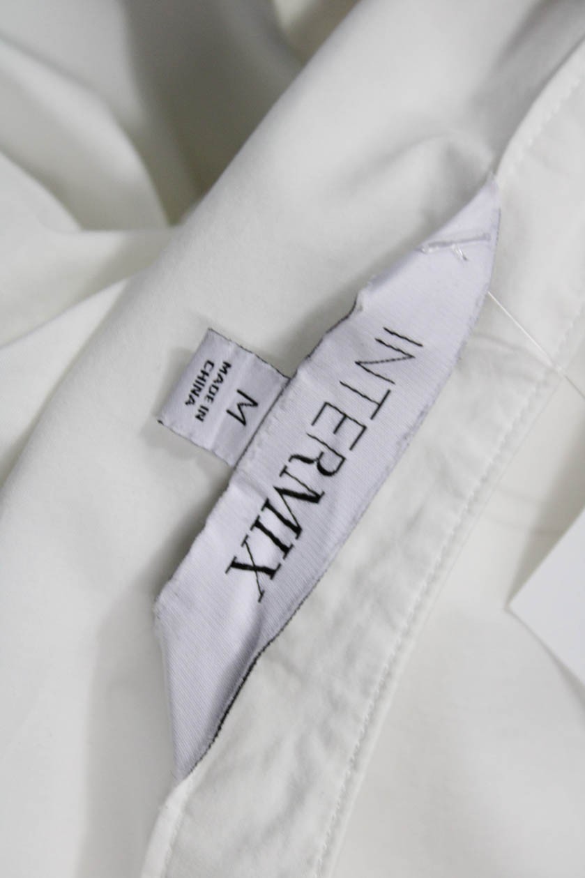 Intermix Women Basic White Solid Cotton Button Up… - image 6