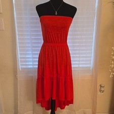 Faded Glory Red Strapless Hi-Low Dress Ruffle Accent Lightweight Sleeveless M