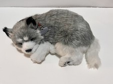 Retired Perfect Petzzz Breathing Life Like Alaskan Husky Gray Wolf Puppy Dog