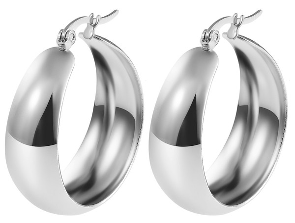 Akzent Edelstahl Ohr Ring Klapp Creolen Ohrstecker Edelstahl Klappverschluss 033-image