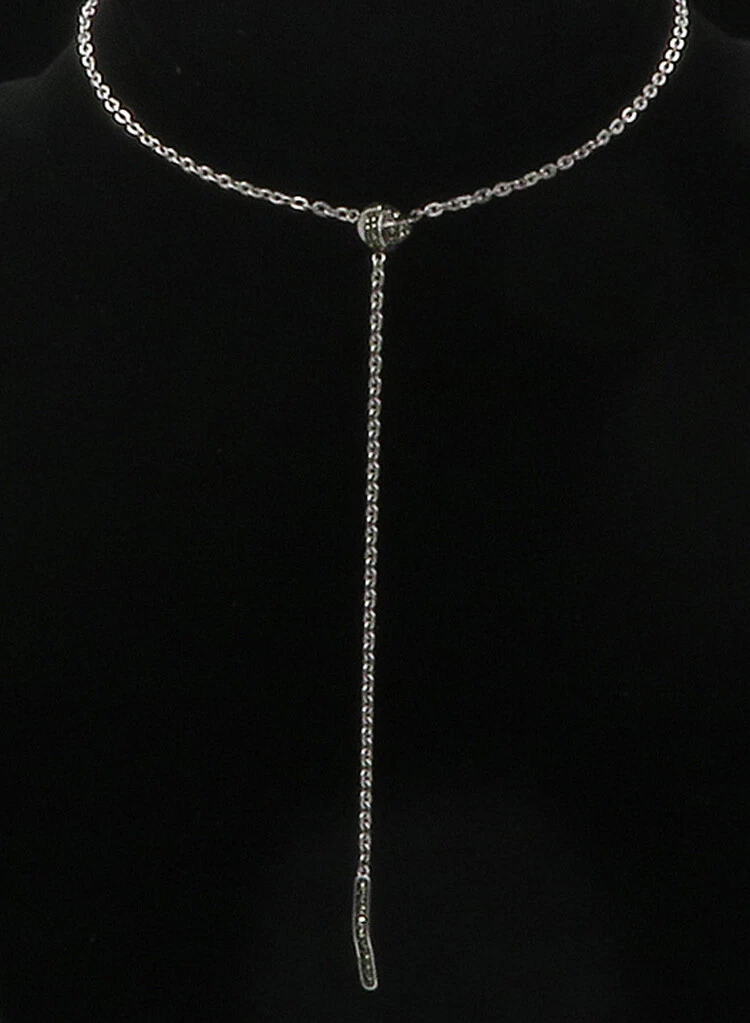 JUDITH JACK 925 Sterling Silver Sparkling Marcasite Chain Necklace NE2345