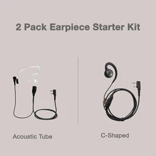 Two-Way Radio Earpiece Starter Kit Set (2pcs) for Kenwood Baofeng TK-3160 NX 