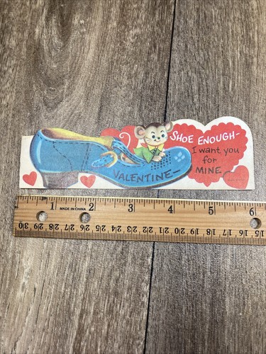 Vintage Valentine Mouse on Blue Shoe Shoe Enough 1970s - Picture 2 of 3