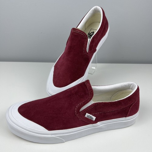 Vans Red Velour Velvet Slip On Sneakers 