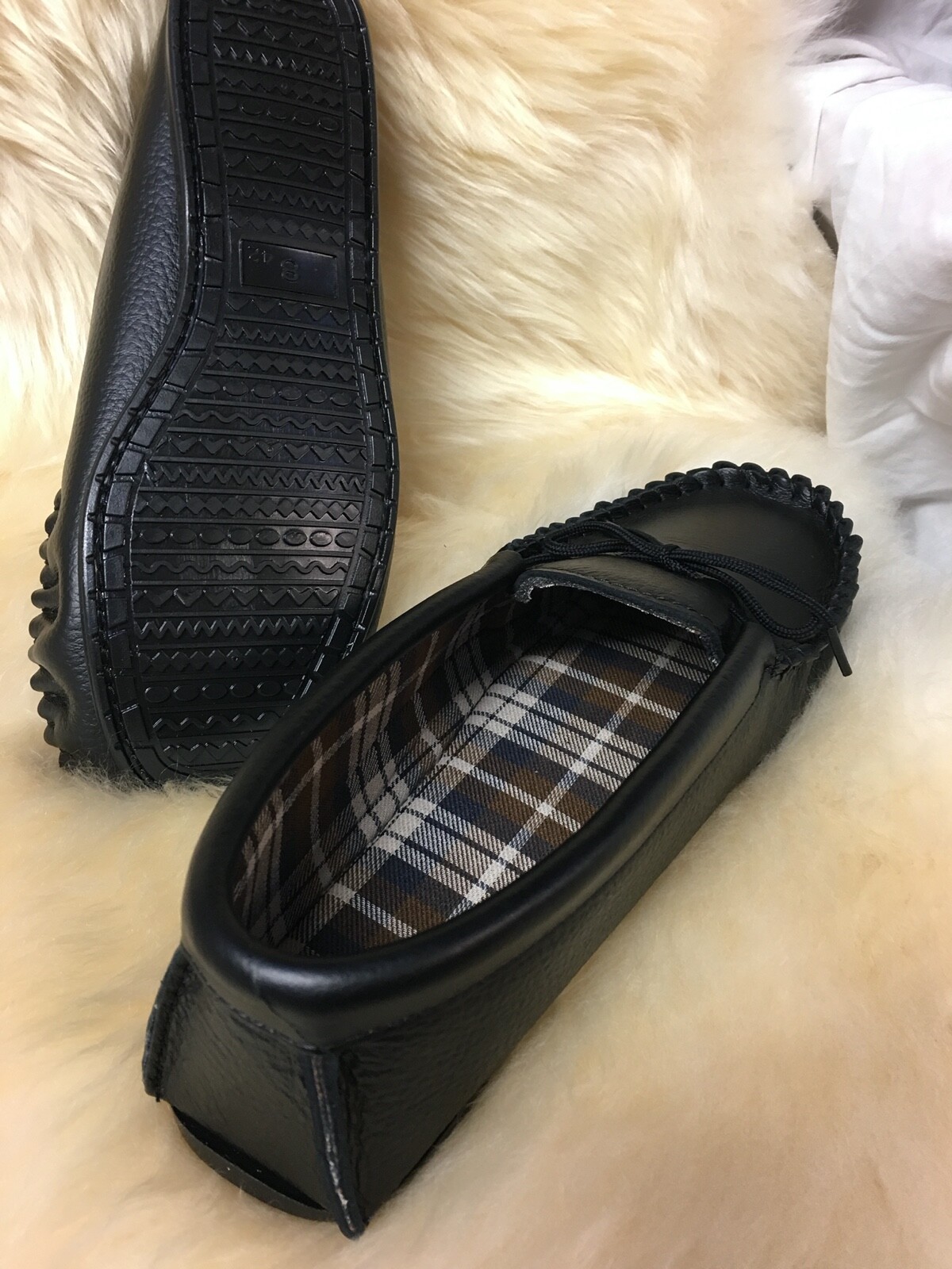 SAOLA Mens Genuine Leather Moccasin Slipper Hard Sole size 10 Made in England