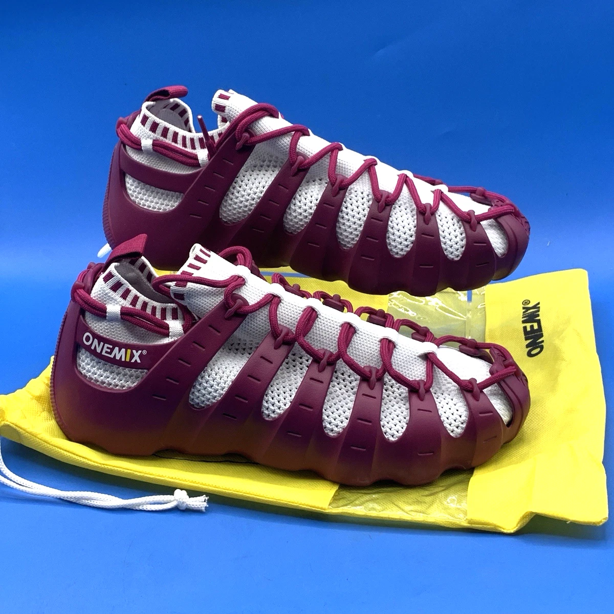 Onemix Running Shoes Mens Size 8.5 EU 42‎ Cream Mesh Cushioned Athletic Lace Up ONEMIX Running Shoes for Men Breathable Mesh Sport Shoes  main image 2