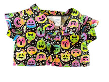 Build a Bear Teddy Bear Clothing - Neon Pumpkin Halloween Shirt - NEW