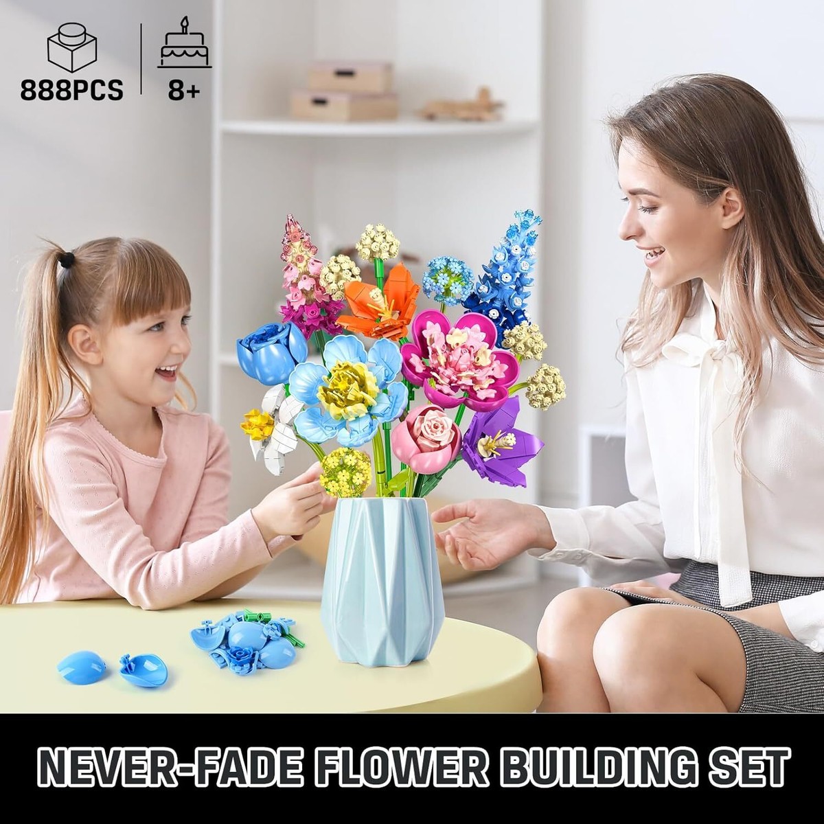 Flower Bouquet Building Set, 888 PCS Botanical Collection Building