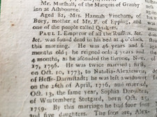 Paul emperor of Russia     OBITUARTY    X1 abstract page  from 1801
