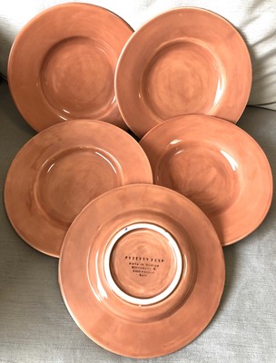 5 Pottery Barn Stoneware Peach Color Pasta Dinner Plates 10 Made