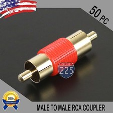 50 Pcs Bag Male To Male RCA Couplers RED w/Gold Plated Connector PACK Lot US