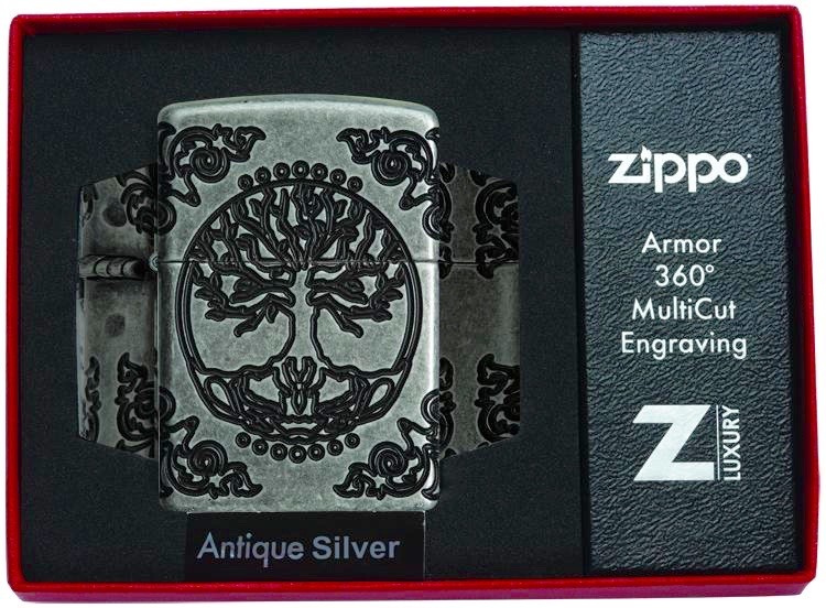 Zippo Windproof Armor Tree of Life Lighter, All Sides Engraved, 29670 New In Box